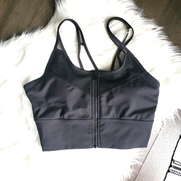 NWOT Tonic Longline Sports Bra Front-Zip Black Size L - Picture 1 of 6